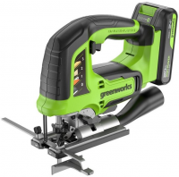 Лобзик аккумуляторный GreenWorks GD24JS120 3601407CUA - купить онлайн, цена 9 251.76 ₽, стоимость доставки по МСК и РФ от 300 рублей, заказать сейчас! Лобзик аккумуляторный GreenWorks GD24JS120 3601407CUA - купить за 9 251.76 ₽ в Москве с доставкой по РФ